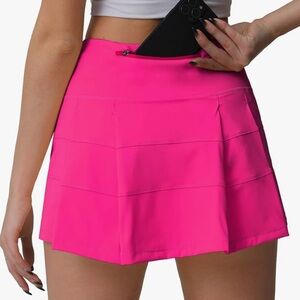 NWT‎ Pink High Waisted Pleated Tennis Skirt w/ Pockets & Built In Shorts - Small